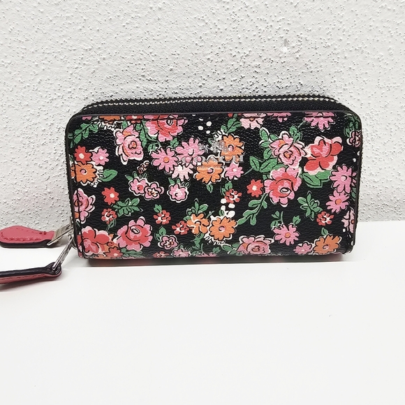 NWOT Coach Double Zip Mini Floral Wallet Card Case - Picture 1 of 11